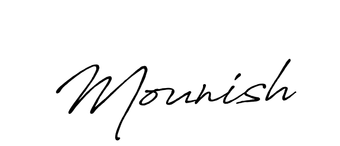 How to make Mounish name signature. Use Antro_Vectra_Bolder style for creating short signs online. This is the latest handwritten sign. Mounish signature style 7 images and pictures png