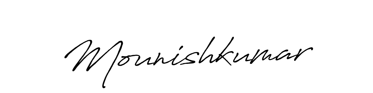 Mounishkumar stylish signature style. Best Handwritten Sign (Antro_Vectra_Bolder) for my name. Handwritten Signature Collection Ideas for my name Mounishkumar. Mounishkumar signature style 7 images and pictures png