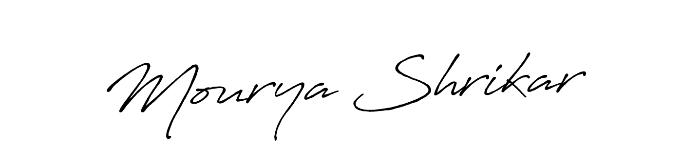 Antro_Vectra_Bolder is a professional signature style that is perfect for those who want to add a touch of class to their signature. It is also a great choice for those who want to make their signature more unique. Get Mourya Shrikar name to fancy signature for free. Mourya Shrikar signature style 7 images and pictures png