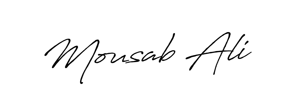Similarly Antro_Vectra_Bolder is the best handwritten signature design. Signature creator online .You can use it as an online autograph creator for name Mousab Ali. Mousab Ali signature style 7 images and pictures png