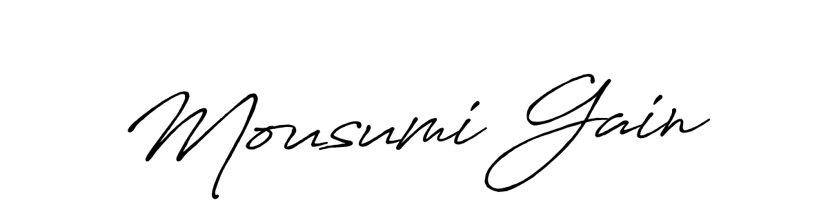 How to make Mousumi Gain name signature. Use Antro_Vectra_Bolder style for creating short signs online. This is the latest handwritten sign. Mousumi Gain signature style 7 images and pictures png