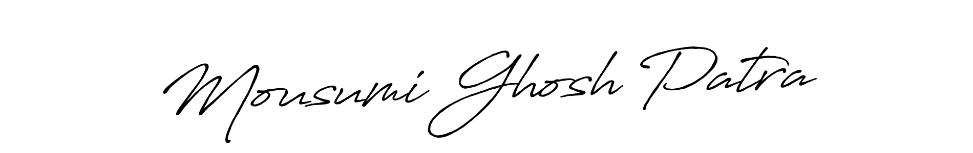 Make a beautiful signature design for name Mousumi Ghosh Patra. With this signature (Antro_Vectra_Bolder) style, you can create a handwritten signature for free. Mousumi Ghosh Patra signature style 7 images and pictures png
