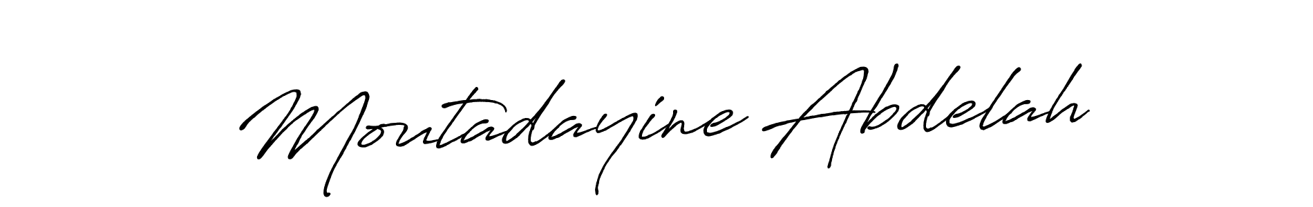 if you are searching for the best signature style for your name Moutadayine Abdelah. so please give up your signature search. here we have designed multiple signature styles  using Antro_Vectra_Bolder. Moutadayine Abdelah signature style 7 images and pictures png