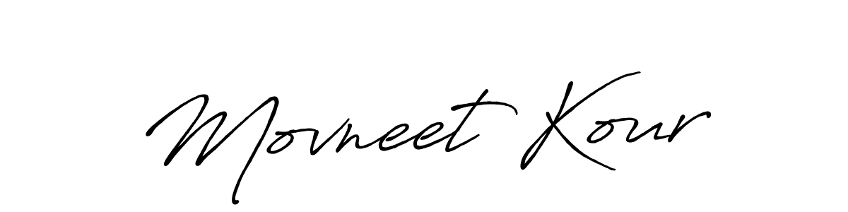 Design your own signature with our free online signature maker. With this signature software, you can create a handwritten (Antro_Vectra_Bolder) signature for name Movneet Kour. Movneet Kour signature style 7 images and pictures png