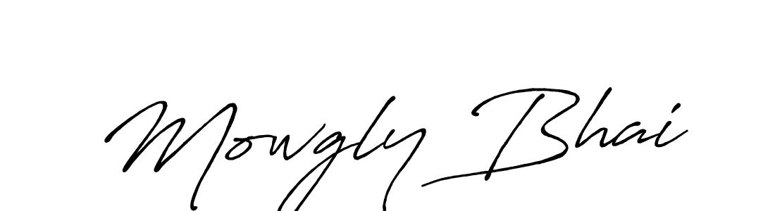 How to make Mowgly Bhai name signature. Use Antro_Vectra_Bolder style for creating short signs online. This is the latest handwritten sign. Mowgly Bhai signature style 7 images and pictures png