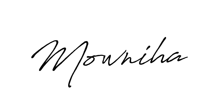Use a signature maker to create a handwritten signature online. With this signature software, you can design (Antro_Vectra_Bolder) your own signature for name Mowniha. Mowniha signature style 7 images and pictures png