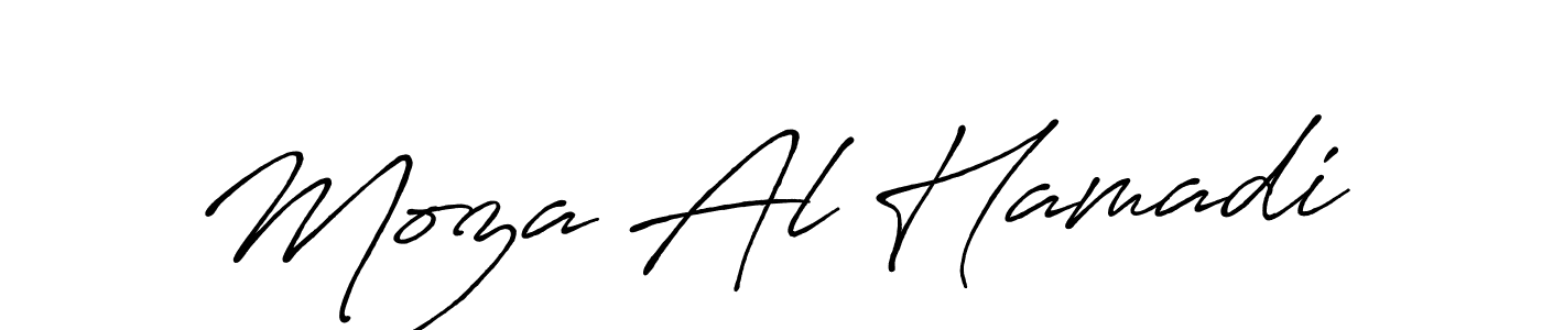 How to make Moza Al Hamadi name signature. Use Antro_Vectra_Bolder style for creating short signs online. This is the latest handwritten sign. Moza Al Hamadi signature style 7 images and pictures png