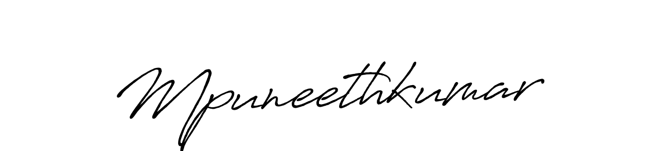 Create a beautiful signature design for name Mpuneethkumar. With this signature (Antro_Vectra_Bolder) fonts, you can make a handwritten signature for free. Mpuneethkumar signature style 7 images and pictures png