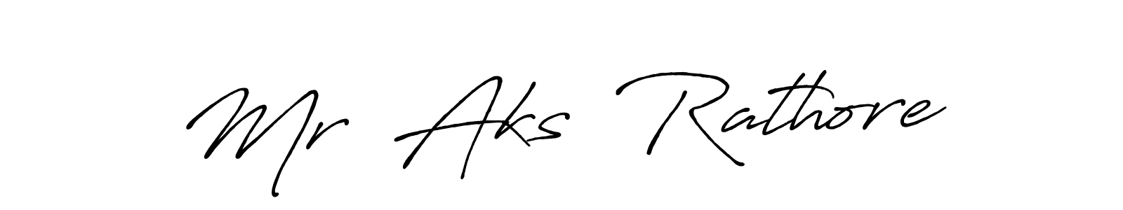 Similarly Antro_Vectra_Bolder is the best handwritten signature design. Signature creator online .You can use it as an online autograph creator for name Mr  Aks  Rathore. Mr  Aks  Rathore signature style 7 images and pictures png