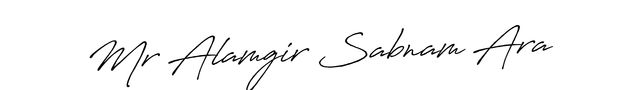 The best way (Antro_Vectra_Bolder) to make a short signature is to pick only two or three words in your name. The name Mr Alamgir Sabnam Ara include a total of six letters. For converting this name. Mr Alamgir Sabnam Ara signature style 7 images and pictures png