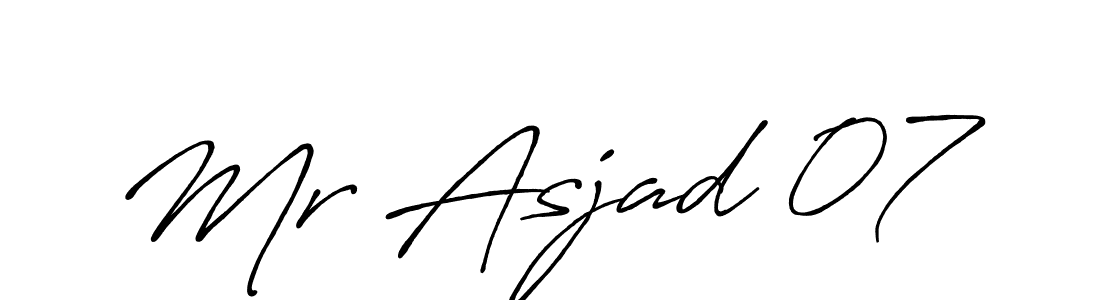 Use a signature maker to create a handwritten signature online. With this signature software, you can design (Antro_Vectra_Bolder) your own signature for name Mr Asjad 07. Mr Asjad 07 signature style 7 images and pictures png