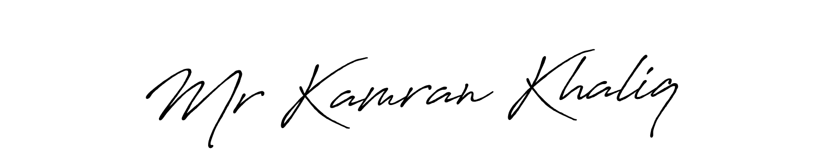 if you are searching for the best signature style for your name Mr Kamran Khaliq. so please give up your signature search. here we have designed multiple signature styles  using Antro_Vectra_Bolder. Mr Kamran Khaliq signature style 7 images and pictures png