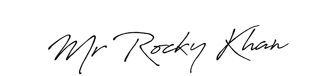The best way (Antro_Vectra_Bolder) to make a short signature is to pick only two or three words in your name. The name Mr Rocky Khan include a total of six letters. For converting this name. Mr Rocky Khan signature style 7 images and pictures png