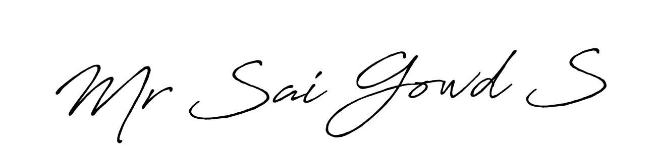 The best way (Antro_Vectra_Bolder) to make a short signature is to pick only two or three words in your name. The name Mr Sai Gowd S include a total of six letters. For converting this name. Mr Sai Gowd S signature style 7 images and pictures png