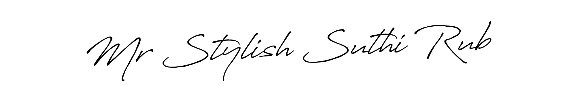 if you are searching for the best signature style for your name Mr Stylish Suthi Rub. so please give up your signature search. here we have designed multiple signature styles  using Antro_Vectra_Bolder. Mr Stylish Suthi Rub signature style 7 images and pictures png