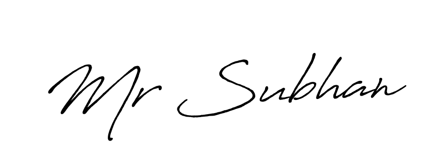 It looks lik you need a new signature style for name Mr Subhan. Design unique handwritten (Antro_Vectra_Bolder) signature with our free signature maker in just a few clicks. Mr Subhan signature style 7 images and pictures png
