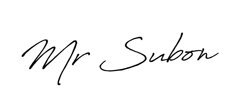 It looks lik you need a new signature style for name Mr Subon. Design unique handwritten (Antro_Vectra_Bolder) signature with our free signature maker in just a few clicks. Mr Subon signature style 7 images and pictures png