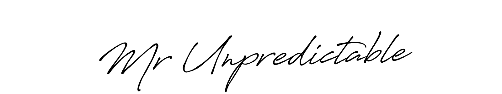 Make a beautiful signature design for name Mr Unpredictable. With this signature (Antro_Vectra_Bolder) style, you can create a handwritten signature for free. Mr Unpredictable signature style 7 images and pictures png
