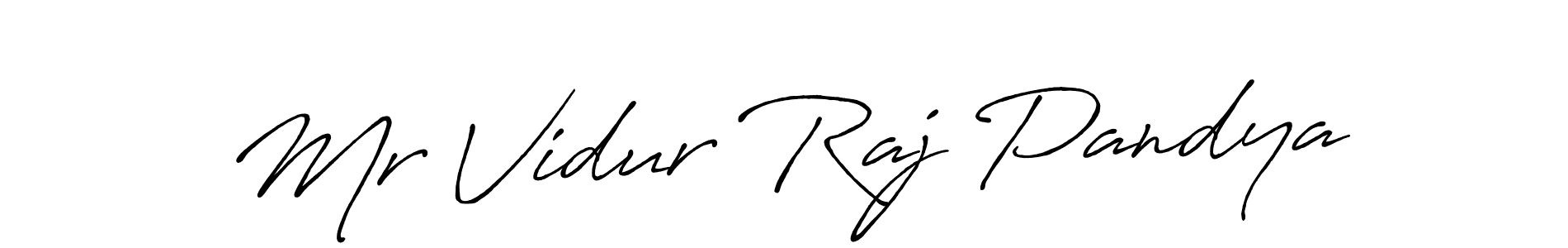 Also You can easily find your signature by using the search form. We will create Mr Vidur Raj Pandya name handwritten signature images for you free of cost using Antro_Vectra_Bolder sign style. Mr Vidur Raj Pandya signature style 7 images and pictures png