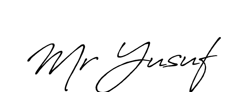 Use a signature maker to create a handwritten signature online. With this signature software, you can design (Antro_Vectra_Bolder) your own signature for name Mr Yusuf. Mr Yusuf signature style 7 images and pictures png