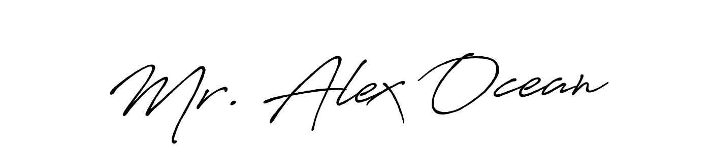 How to make Mr. Alex Ocean name signature. Use Antro_Vectra_Bolder style for creating short signs online. This is the latest handwritten sign. Mr. Alex Ocean signature style 7 images and pictures png