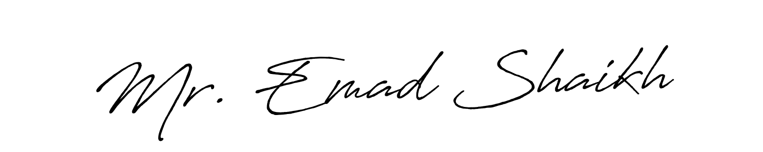 Create a beautiful signature design for name Mr. Emad Shaikh. With this signature (Antro_Vectra_Bolder) fonts, you can make a handwritten signature for free. Mr. Emad Shaikh signature style 7 images and pictures png