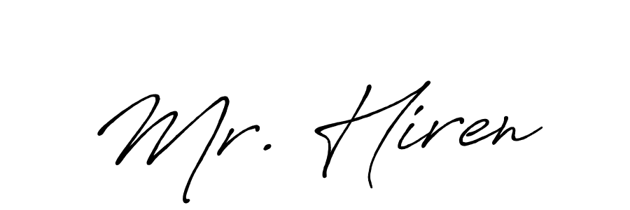 Use a signature maker to create a handwritten signature online. With this signature software, you can design (Antro_Vectra_Bolder) your own signature for name Mr. Hiren. Mr. Hiren signature style 7 images and pictures png