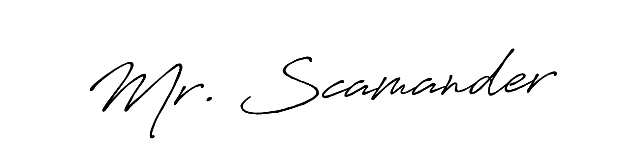 Make a beautiful signature design for name Mr. Scamander. With this signature (Antro_Vectra_Bolder) style, you can create a handwritten signature for free. Mr. Scamander signature style 7 images and pictures png