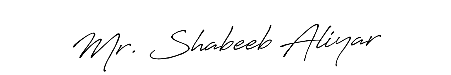 How to make Mr. Shabeeb Aliyar name signature. Use Antro_Vectra_Bolder style for creating short signs online. This is the latest handwritten sign. Mr. Shabeeb Aliyar signature style 7 images and pictures png