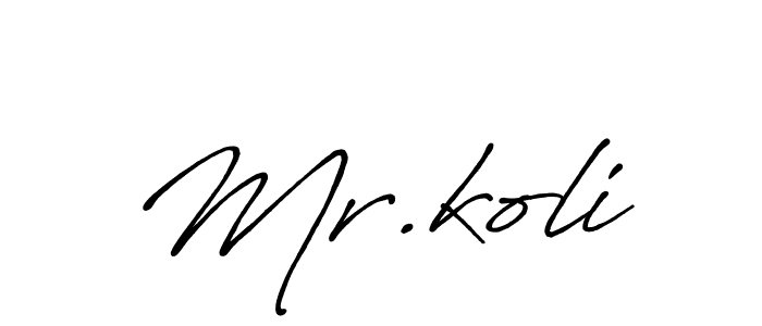 You should practise on your own different ways (Antro_Vectra_Bolder) to write your name (Mr.koli) in signature. don't let someone else do it for you. Mr.koli signature style 7 images and pictures png