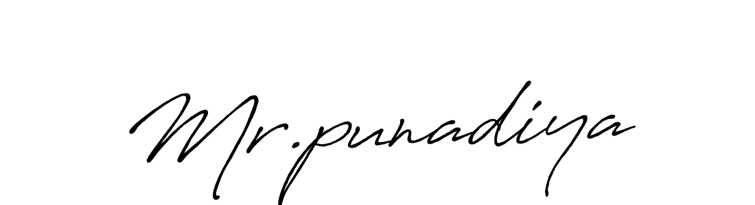 How to make Mr.punadiya name signature. Use Antro_Vectra_Bolder style for creating short signs online. This is the latest handwritten sign. Mr.punadiya signature style 7 images and pictures png