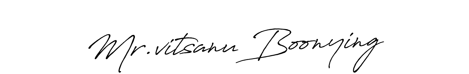 How to make Mr.vitsanu Boonying name signature. Use Antro_Vectra_Bolder style for creating short signs online. This is the latest handwritten sign. Mr.vitsanu Boonying signature style 7 images and pictures png