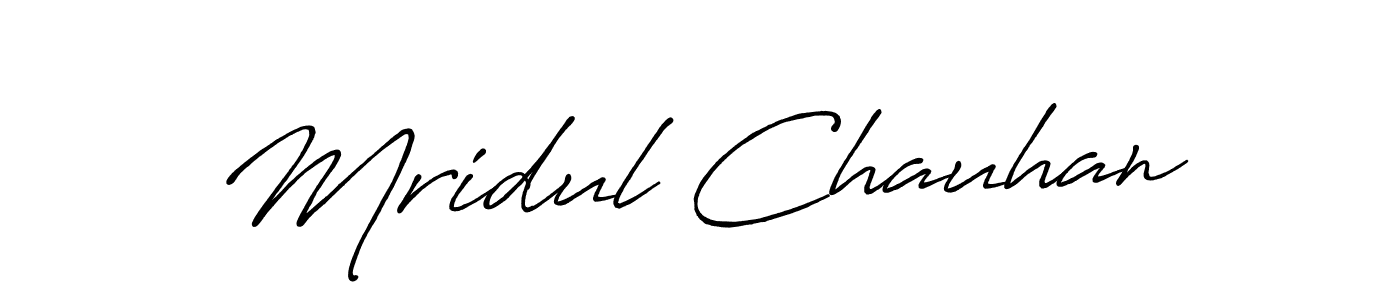 Create a beautiful signature design for name Mridul Chauhan. With this signature (Antro_Vectra_Bolder) fonts, you can make a handwritten signature for free. Mridul Chauhan signature style 7 images and pictures png