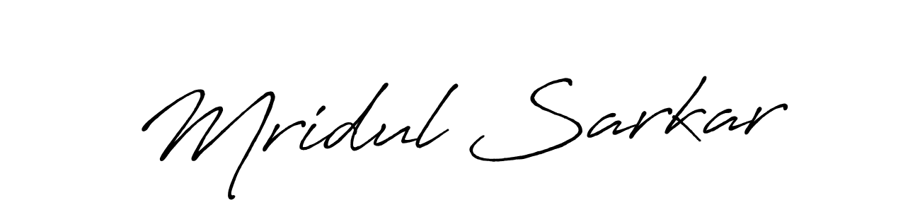 How to make Mridul Sarkar name signature. Use Antro_Vectra_Bolder style for creating short signs online. This is the latest handwritten sign. Mridul Sarkar signature style 7 images and pictures png