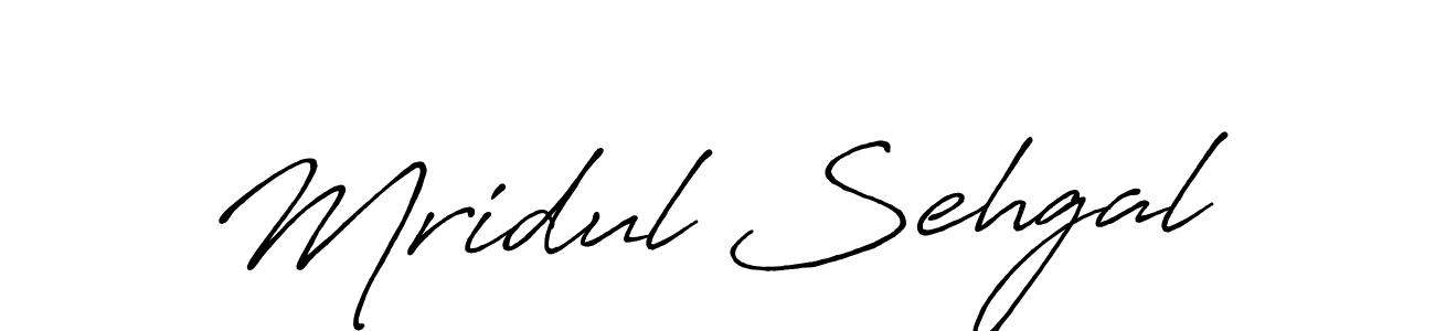 Create a beautiful signature design for name Mridul Sehgal. With this signature (Antro_Vectra_Bolder) fonts, you can make a handwritten signature for free. Mridul Sehgal signature style 7 images and pictures png