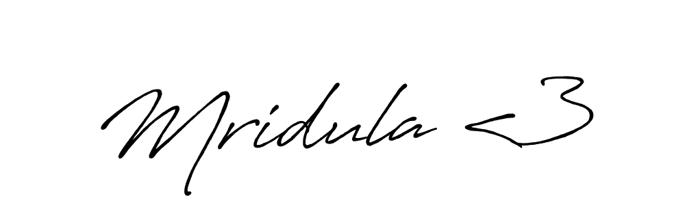 How to make Mridula <3 signature? Antro_Vectra_Bolder is a professional autograph style. Create handwritten signature for Mridula <3 name. Mridula <3 signature style 7 images and pictures png