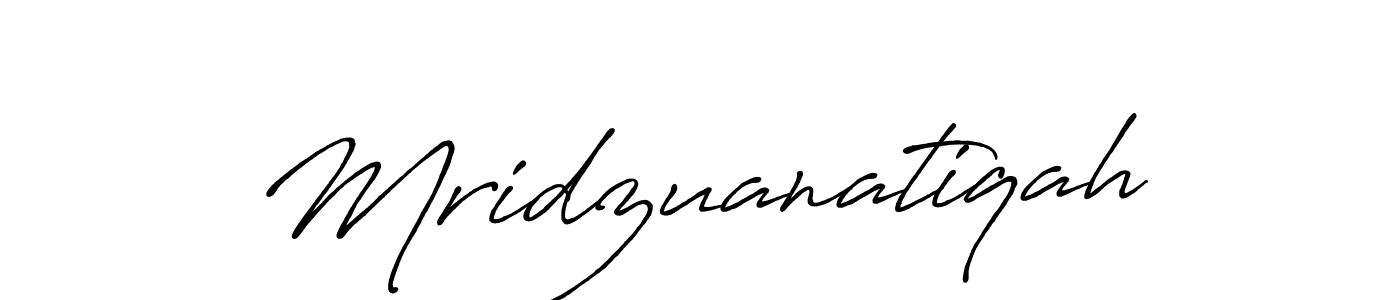 Use a signature maker to create a handwritten signature online. With this signature software, you can design (Antro_Vectra_Bolder) your own signature for name Mridzuanatiqah. Mridzuanatiqah signature style 7 images and pictures png