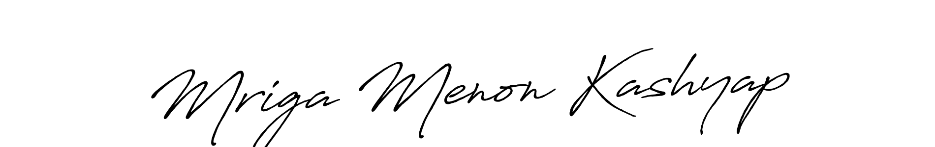 Also we have Mriga Menon Kashyap name is the best signature style. Create professional handwritten signature collection using Antro_Vectra_Bolder autograph style. Mriga Menon Kashyap signature style 7 images and pictures png