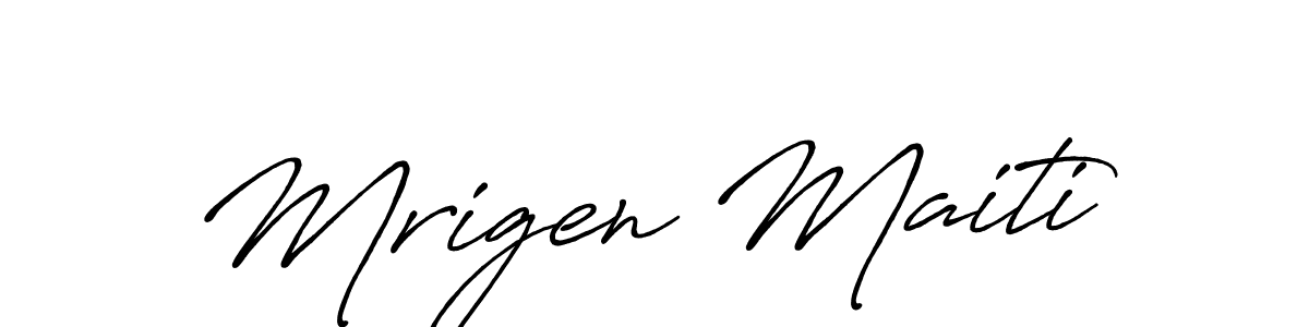 Mrigen Maiti stylish signature style. Best Handwritten Sign (Antro_Vectra_Bolder) for my name. Handwritten Signature Collection Ideas for my name Mrigen Maiti. Mrigen Maiti signature style 7 images and pictures png