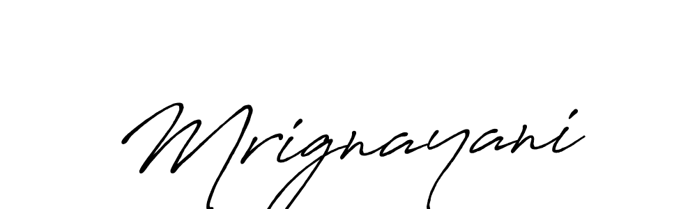 How to make Mrignayani signature? Antro_Vectra_Bolder is a professional autograph style. Create handwritten signature for Mrignayani name. Mrignayani signature style 7 images and pictures png