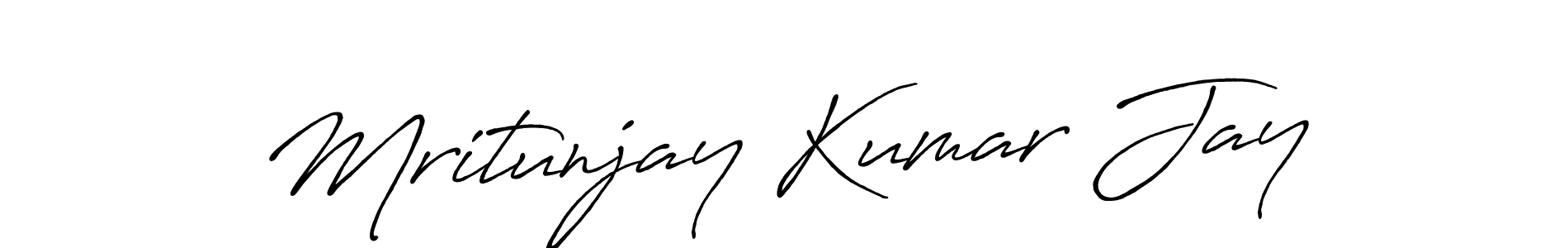 How to make Mritunjay Kumar Jay name signature. Use Antro_Vectra_Bolder style for creating short signs online. This is the latest handwritten sign. Mritunjay Kumar Jay signature style 7 images and pictures png