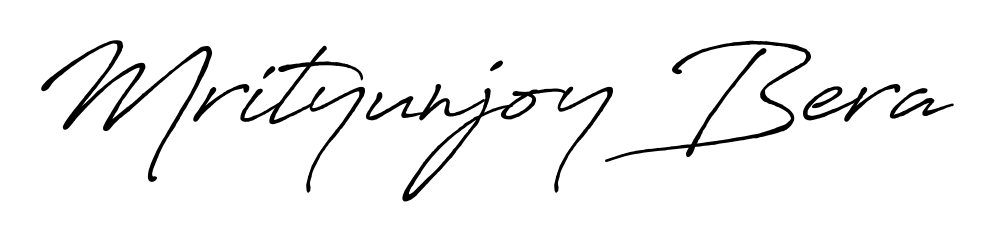 A modern signature idea for name Mrityunjoy Bera using Antro_Vectra_Bolder font. Clean strokes and elegant curves make it stand out instantly. Mrityunjoy Bera signature style 7 images and pictures png