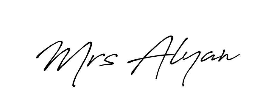 Use a signature maker to create a handwritten signature online. With this signature software, you can design (Antro_Vectra_Bolder) your own signature for name Mrs Alyan. Mrs Alyan signature style 7 images and pictures png