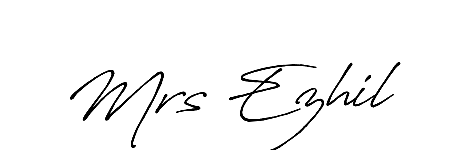 How to make Mrs Ezhil name signature. Use Antro_Vectra_Bolder style for creating short signs online. This is the latest handwritten sign. Mrs Ezhil signature style 7 images and pictures png