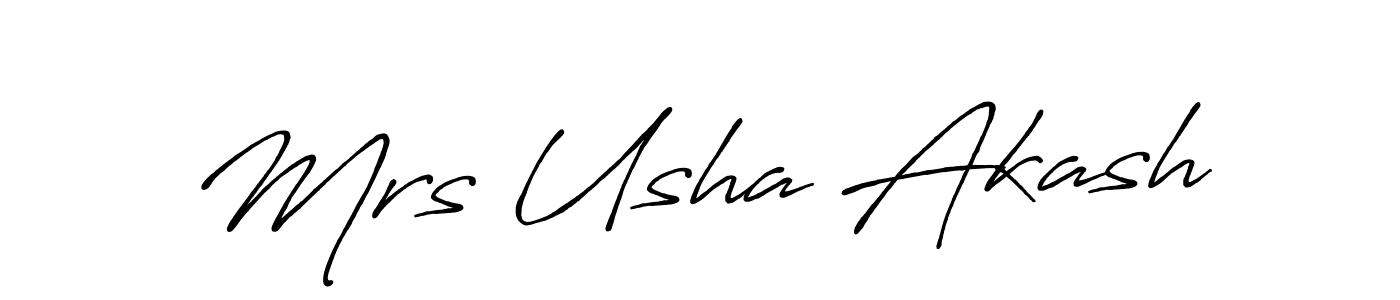 This is the best signature style for the Mrs Usha Akash name. Also you like these signature font (Antro_Vectra_Bolder). Mix name signature. Mrs Usha Akash signature style 7 images and pictures png