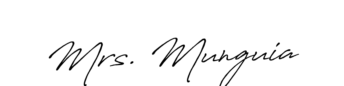 The best way (Antro_Vectra_Bolder) to make a short signature is to pick only two or three words in your name. The name Mrs. Munguia include a total of six letters. For converting this name. Mrs. Munguia signature style 7 images and pictures png