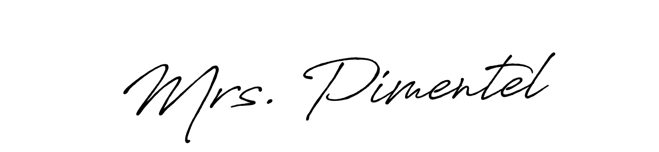 Antro_Vectra_Bolder is a professional signature style that is perfect for those who want to add a touch of class to their signature. It is also a great choice for those who want to make their signature more unique. Get Mrs. Pimentel name to fancy signature for free. Mrs. Pimentel signature style 7 images and pictures png