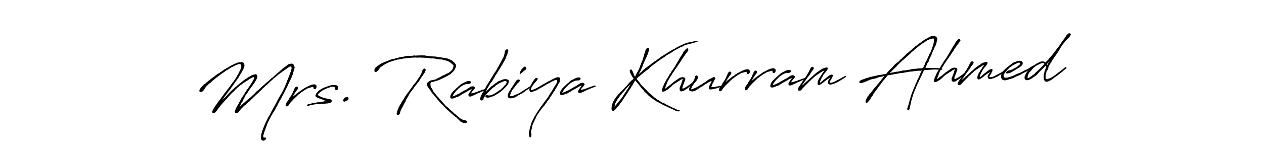 Also we have Mrs. Rabiya Khurram Ahmed name is the best signature style. Create professional handwritten signature collection using Antro_Vectra_Bolder autograph style. Mrs. Rabiya Khurram Ahmed signature style 7 images and pictures png