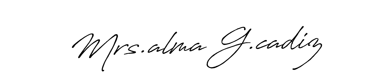 How to make Mrs.alma G.cadiz name signature. Use Antro_Vectra_Bolder style for creating short signs online. This is the latest handwritten sign. Mrs.alma G.cadiz signature style 7 images and pictures png