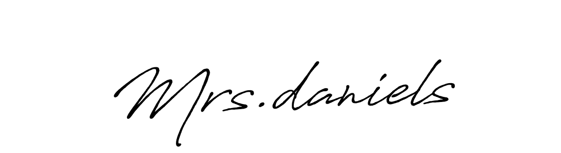 The best way (Antro_Vectra_Bolder) to make a short signature is to pick only two or three words in your name. The name Mrs.daniels include a total of six letters. For converting this name. Mrs.daniels signature style 7 images and pictures png